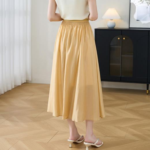剩M/L/XL/XXL 米思阳2025夏季新款时尚简约天丝半身裙高腰纯色百搭A字裙女2650 商品图4