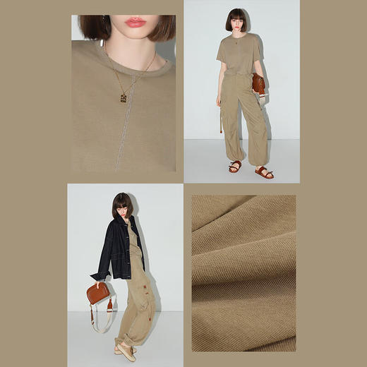 COCOBELLA设计感装饰线无侧缝舒适上衣老钱风短袖T恤TS0019C 商品图2