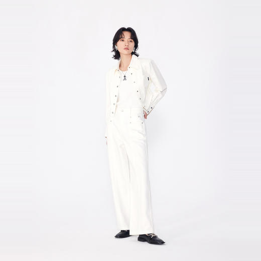NEELLY纳俪商场同款秋季新款白色简约牛仔短外套女正肩显瘦上衣N24081C01085 商品图2
