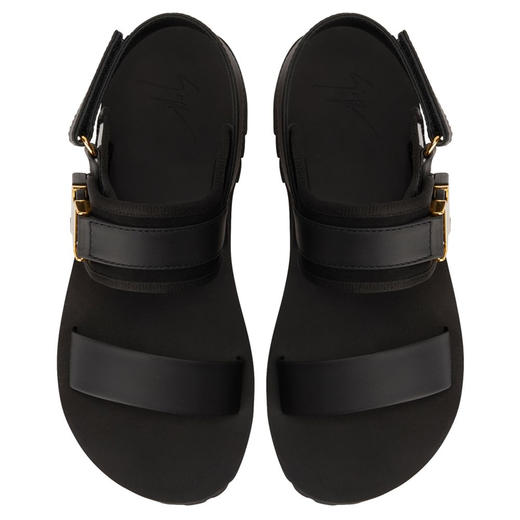 Giuseppe Zanotti 男士签名徽标平跟凉鞋 黑色 EU30031005 商品图3