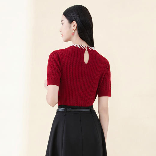 SNE3BD174诗梦女装珍珠装饰领针织衫 商品图1