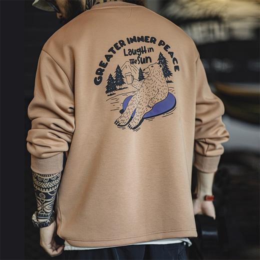 马登工装 美式休闲空气层3D字母印花卫衣圆领宽松卡通插画长袖T恤男秋 商品图0