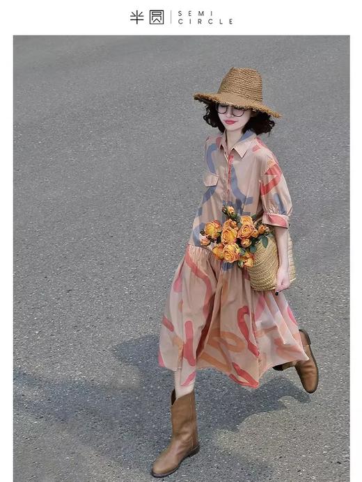 半圆/D24207040/印花短袖小众设计师款连衣裙 商品图1