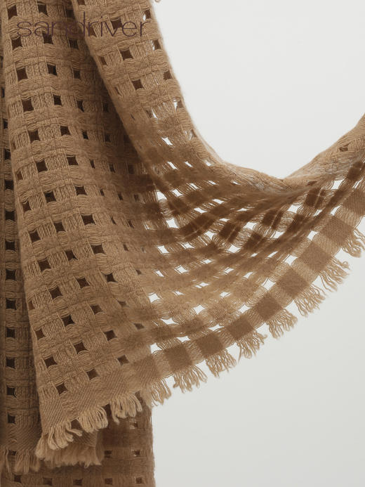 青海羊绒撞色镂空围巾SJF96W222N 商品图2