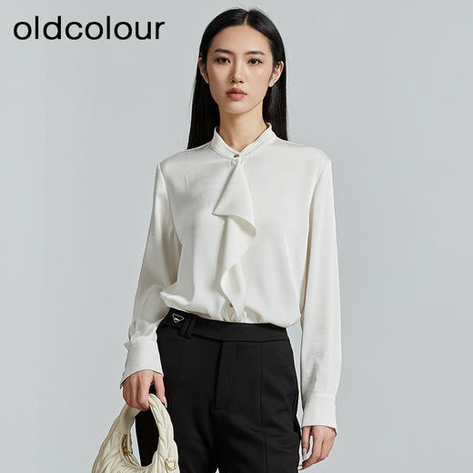 oldcolour春秋季新款通勤法式高级感内搭长袖衬衫女P340103A1 商品图0