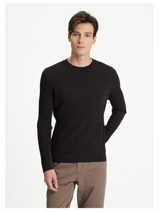 callisto咖色绵羊毛长袖毛衣 商品图2