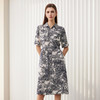 【水墨印花真丝连衣裙】24年春夏新品女士100%桑蚕丝系带收腰衬衫款裙子 商品缩略图0