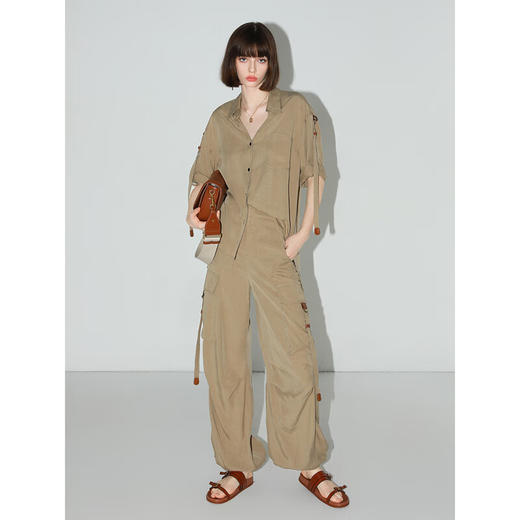 【限时特惠】COCOBELLA[100%莱赛尔]大口袋捏褶工装裤女束口休闲裤PA3030 商品图1