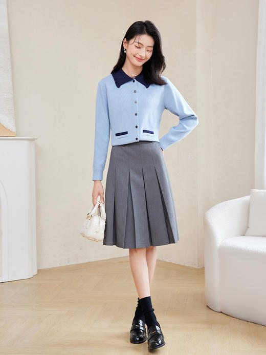 【专属特价】熙世界时尚减龄撞色翻领针织衫2025年秋装新款气质软糯毛衫上衣 商品图2