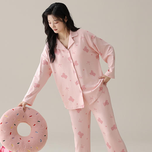 雀说  睡衣女士春秋季纯棉长袖家居服两件套W5367A 商品图2