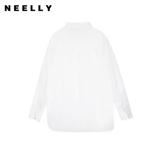 NEELLY纳俪商场同款秋季新款纯色通勤长袖衬衫女宽松休闲白色衬衣N24081B01079 商品图0