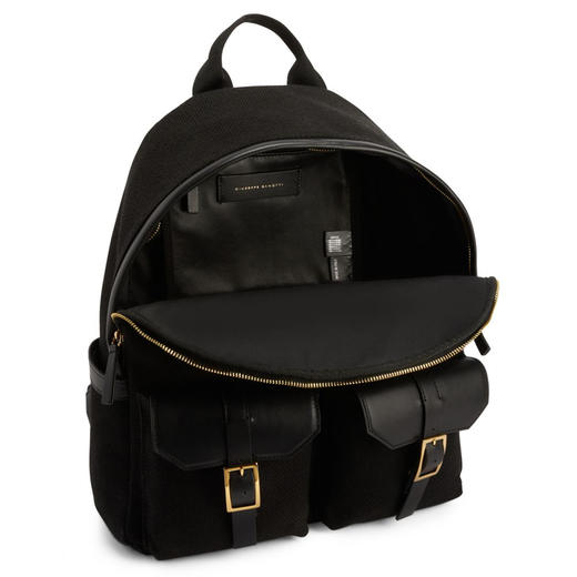 Giuseppe Zanotti 男士金属签名徽标双肩包 黑色 EBU4004001 商品图1