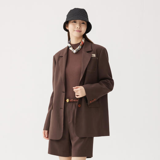 谜底宽松西装外套女2024秋季新品复古通勤风单排扣西服243GW0997 商品图0