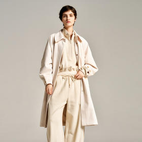 谜底H型长款风衣女士2024秋季新品通勤风简约宽松外套243ME1012