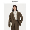 SELFWHO羊毛混纺棕色假两件西装外套女秋季2024新款宽松通勤西服 商品缩略图0
