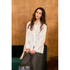 HeyDress立体绣花衬衫女白色缎面设计感通勤优雅气质宽松百搭上衣 商品缩略图0