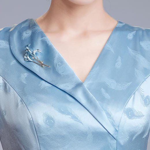 醋酸缎旗袍裙年轻婆婆婚宴，妈妈装显瘦小个子晚礼服LHS-A17 商品图1