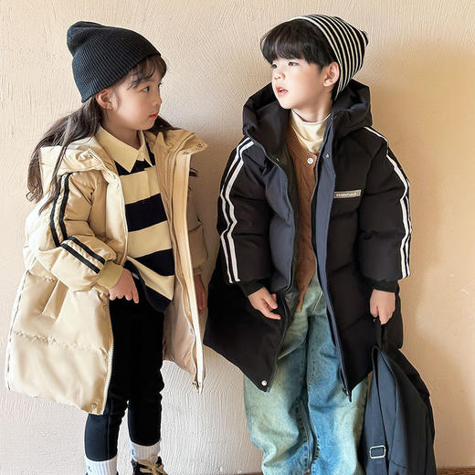 【防风防水，保暖舒适！多色可选，过膝显瘦~】小沐童冬季新款 儿童加厚棉服中长款 男童女童羽绒棉衣 中大童过膝童装外套-QQ 商品图1