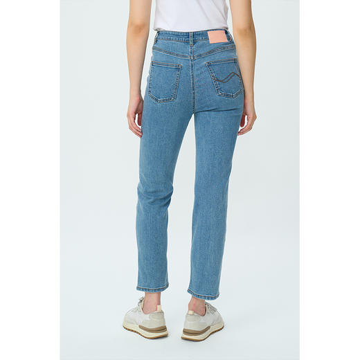 HeyDress高腰弹力牛仔裤女春秋法式直筒紧身肌理感精致百搭裤子 商品图3