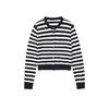 NEELLY纳俪商场同款秋季新款羊毛混纺黑白条纹显瘦针织开衫上衣女N24081A01066 商品缩略图3