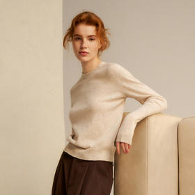 谜底套头针织衫长袖女2024秋新品极简风圆领羊毛衫毛衣243MZ1294