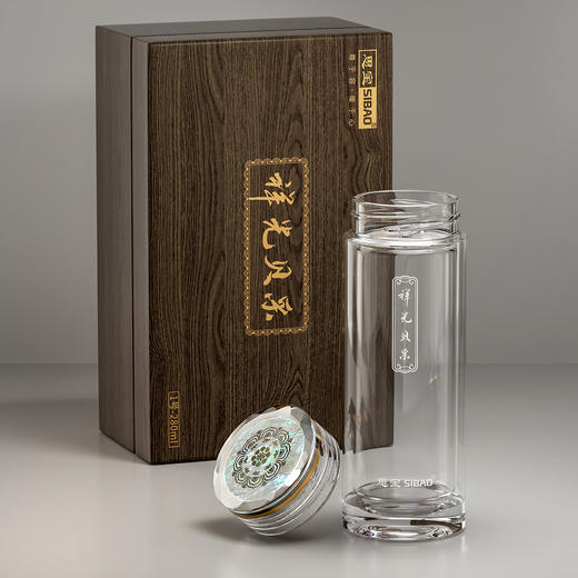 思宝旗舰店新品祥光贝采双层玻璃杯便携车载礼盒包装 商品图4