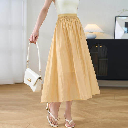 剩M/L/XL/XXL 米思阳2025夏季新款时尚简约天丝半身裙高腰纯色百搭A字裙女2650 商品图2