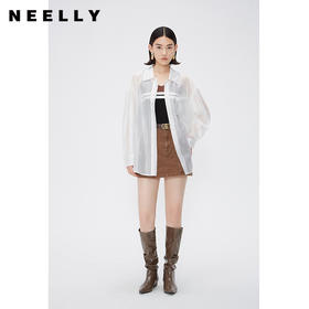 NEELLY纳俪商场同款宽松休闲微透性感防晒外搭开衫莱赛尔长袖衬衫N24074B04552
