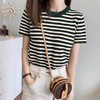 【59元清仓】条纹T 宽松版薄款夏季冰丝圆领条纹T恤短袖亲肤 棉条纹T 商品缩略图2