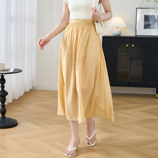 剩M/L/XL/XXL 米思阳2025夏季新款时尚简约天丝半身裙高腰纯色百搭A字裙女2650 商品图3