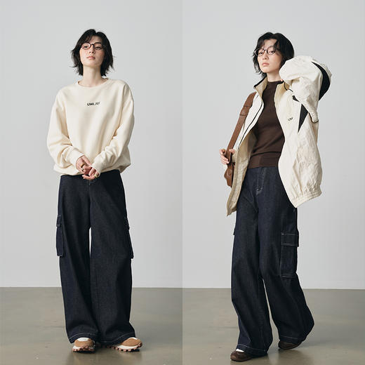 UMILAB【深邃】复古美式 100%棉原色工装风藏肉显瘦牛仔裤BP1187W 商品图3