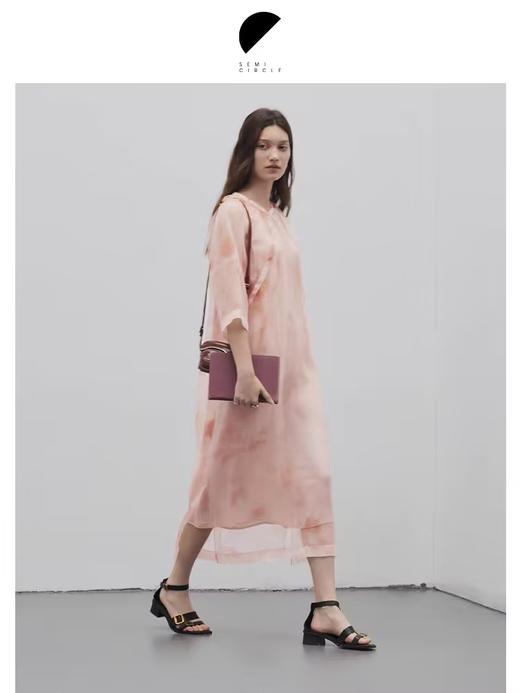 半圆/D24208270/斜襟桑蚕丝植物染连衣裙 商品图1