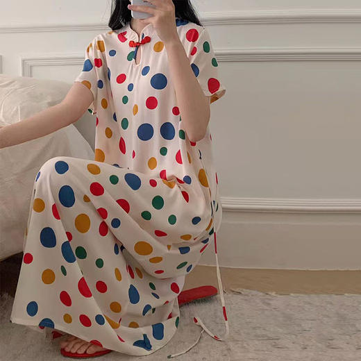 新中式棉绸旗袍裙 ，轻薄凉爽，出再多汗都不沾身，90-150斤都能穿【G】 商品图1