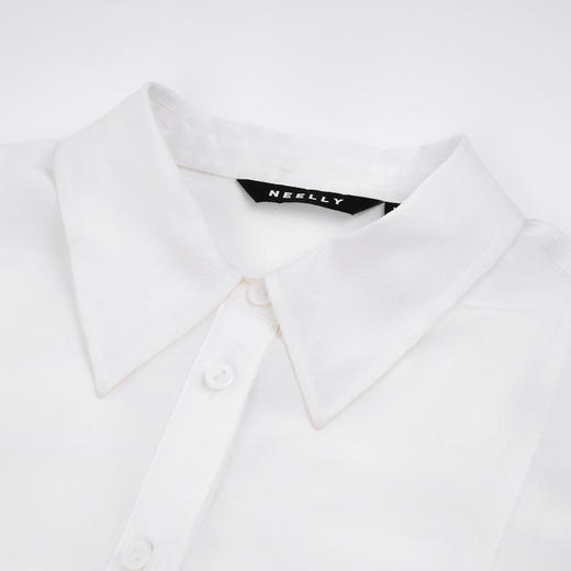 NEELLY纳俪商场同款秋季新款纯色通勤长袖衬衫女宽松休闲白色衬衣N24081B01079 商品图1