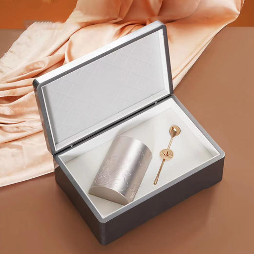 见喜【灰.实木烤漆.单合金罐+1茶勺】100元1套.整箱16套 商品图2