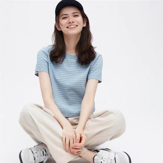 【59元清仓】条纹T 宽松版薄款夏季冰丝圆领条纹T恤短袖亲肤 棉条纹T 商品图10
