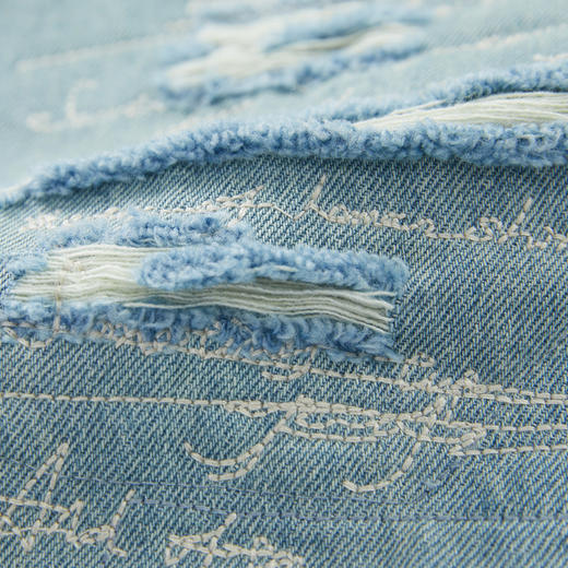 谜底牛仔阔腿裤女2024秋季新品复古风拼接水洗破洞长裤243MK1059 商品图3