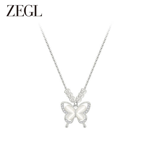 ZEGL925银925银人造猫眼石蝴蝶项链女款2024新款轻奢小众锁骨配饰 商品图0