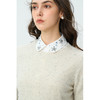 HeyDress绵羊毛花纱毛衣女秋冬宽松圆领针织衫慵懒优雅套头上衣 商品缩略图1