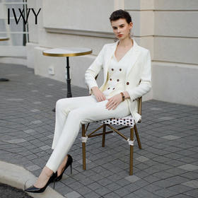 IWY/秋款气质白色西装套装马甲三件套气质干练法式轻奢职业套装CPM1949