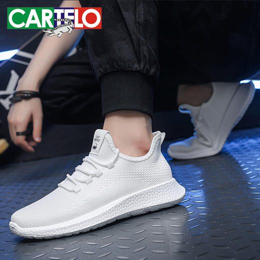 CARTELO【爆米花情侣防水飞织鞋】卡帝乐鳄鱼黑科技防水，脚感舒适 高弹鞋底 透气不闷脚 商品图5