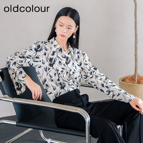 oldcolour春秋季新款小众设计感休闲时尚街头风碎花衬衫女P330107A1
