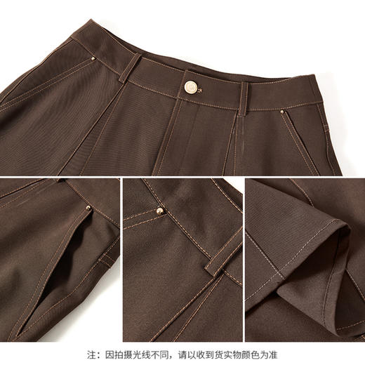 【商场同款】CNS4861 “ 美拉德伞裙 ”  美拉德棕秋季的主打色 多片结构线打造小A摆散裙 裙型流畅立体显瘦 撞色明线设计摩登现代 TR面料垂感有型透气好穿 商品图4