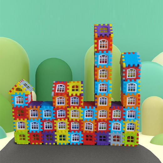 【触摸世界 辨物认形 缤纷色彩 吸引注意】大号房子益智积木 带窗户幼儿园儿童 大号方块百变塑料 拼插房子组拼 通过不同纯正颜色和形状来每天不断地启发宝宝颜色 识别和形状识别 在思维发育上快人一步-QQ 商品图2