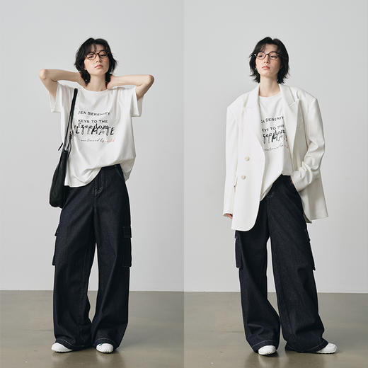 UMILAB【深邃】复古美式 100%棉原色工装风藏肉显瘦牛仔裤BP1187W 商品图2