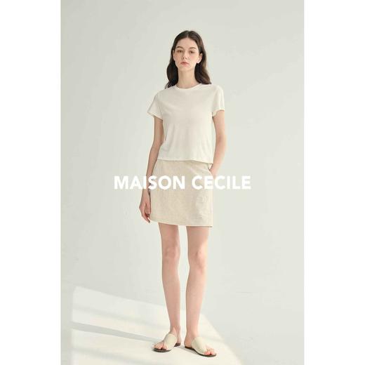 MAISON CECILE极简四色百搭显比例亚麻A字防走光短裙 商品图4