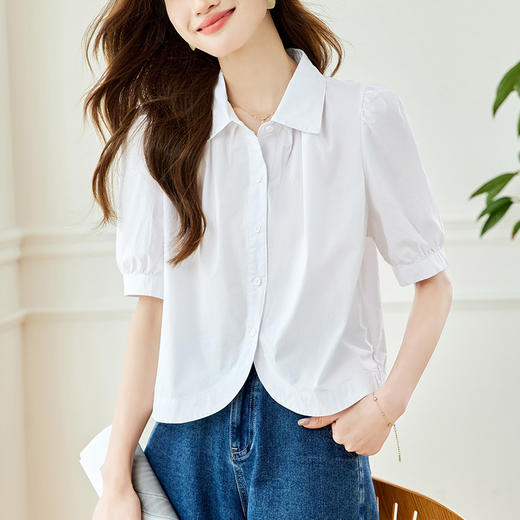 雀说法式气质翻领短袖衬衫女新款设计感小众小衫上衣AL44200 商品图6