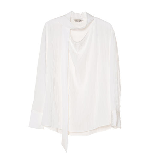 Heydress白色飘带衬衫女春秋法式宽松休闲松弛感荡领立体简约上衣 商品图4