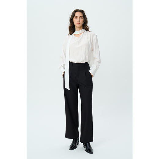 HeyDress灰色休闲裤女秋季复古高腰宽松阔腿裤百搭通勤西装裤子 商品图3