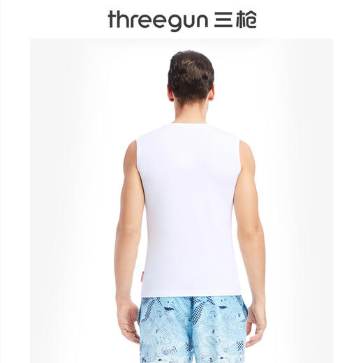 Threegun三枪 【高支新疆长绒棉】圆领男士无袖背心打底衫-22797A911 商品图2